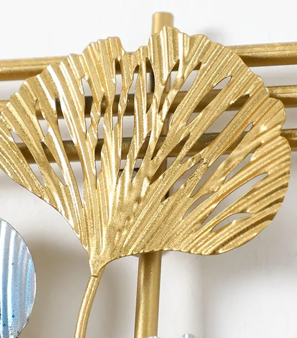 Gold_Decorative_Metal_Wall_Clock_Withginkgo_Leaf_Design