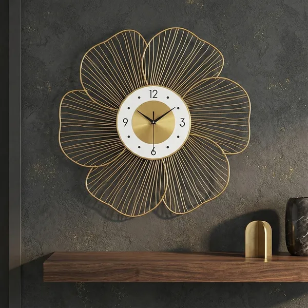 Gold_Flower_Shaped_Decorative_Wall_Clock