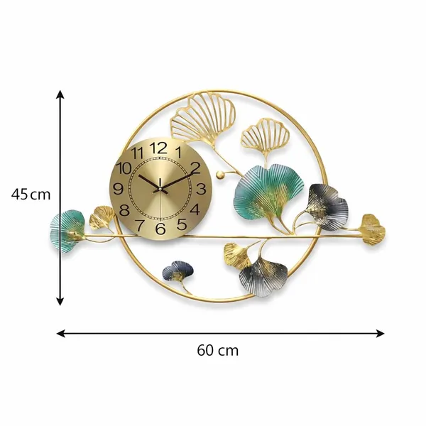 Gold_Decorative_Wall_Clock_With_Ginkgo_Leaf_Designframe