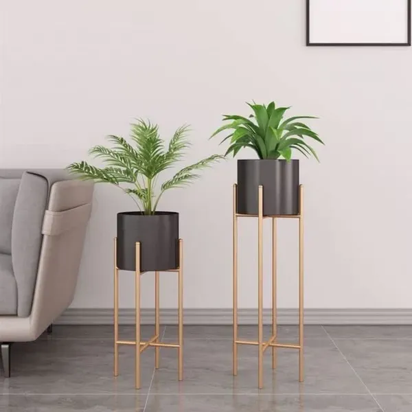 Gold_And_Black_Modern_Metal_Plant_Stand_Withplanter_Pot