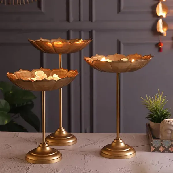 Gold_Decorative_Lotus_Metal_Diya_Stand_Set_Traditional_Pooja_Candle_Holders
