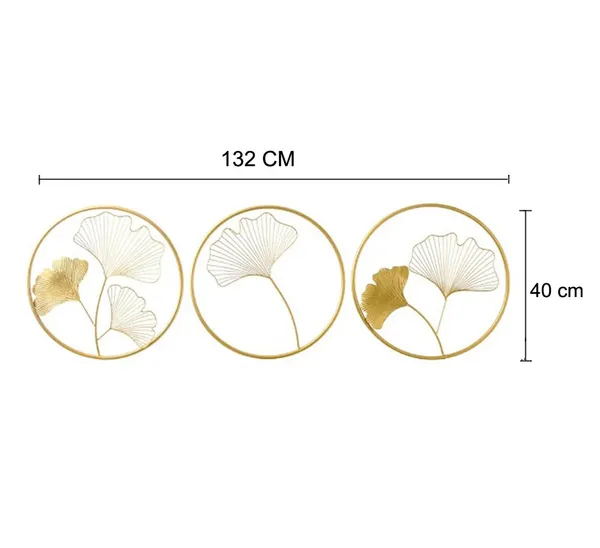 Gold_Ginkgo_Leaf_Metal_Wall_Art_Circles_Modern_Home_Decor