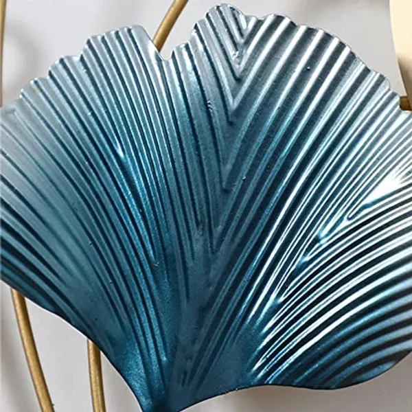 Gold_And_Blue_Luxury_Ginkgo_Leaf_Wall_Clock_&_Metal_Art_Decor