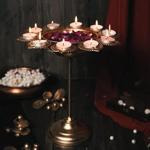 Gold_Brass_Diya_Stand_Set_With_Flower_Design