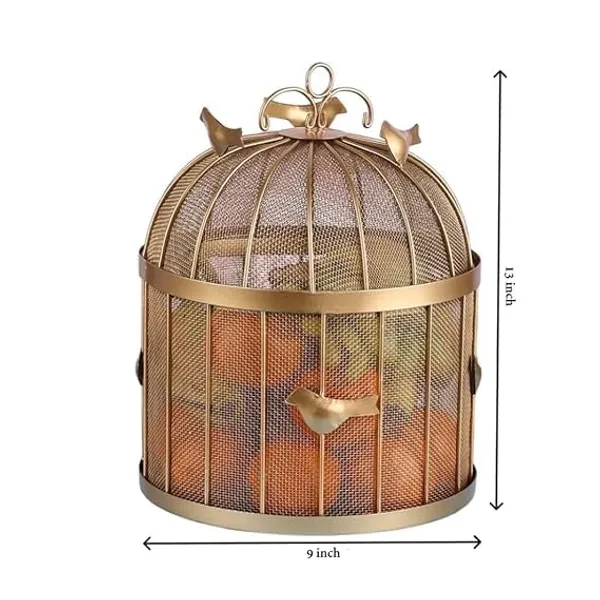 Gold_Decorative_Birdcage_Fruit_Basket_With_Mesh_Domefinish