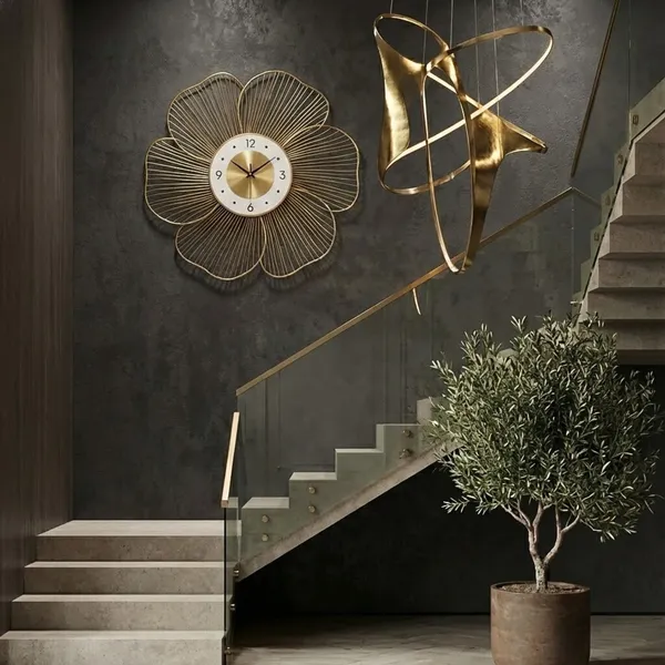 Gold_Flower_Shaped_Decorative_Wall_Clock