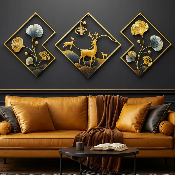 Gold_Piece_Metal_Wall_Art_Set_With_Ginkgo_Leaves_And_Deer_Diamond_Shapedframe_Decor