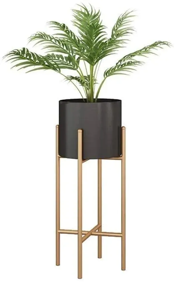 Gold_And_Black_Modern_Metal_Plant_Stand_Withplanter_Pot