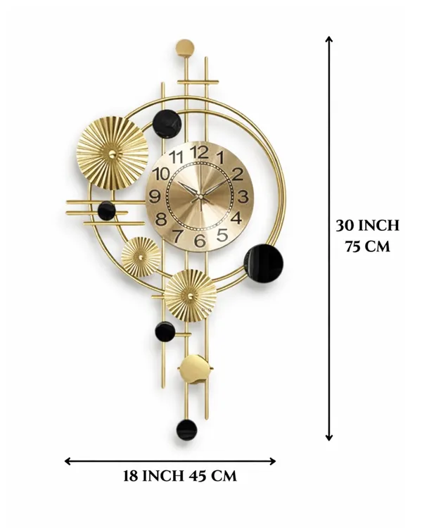 Gold_And_Black_Modern_Decorative_&_Wall_Clock_With_Ornamental_Design