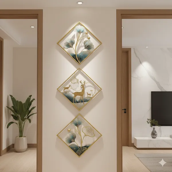 Gold_Piece_Metal_Wall_Art_Set_With_Ginkgo_Leaves_And_Deer_Diamond_Shapedframe_Decor