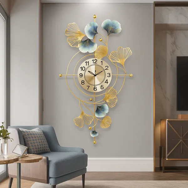 Gold_Luxuryginkgo_Leaf_Wall_Clockdecorative_Metal_Art_Timepiece