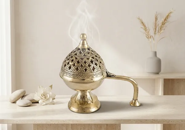 Gold_Traditional_Brass_Incense_Burner_With_Ornate_Dome_Design