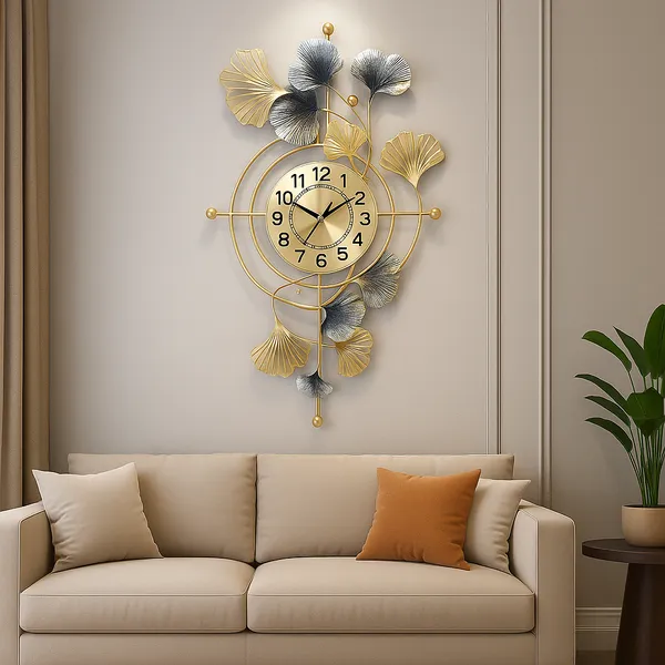 Gold_Luxuryginkgo_Leaf_Wall_Clockdecorative_Metal_Art_Timepiece