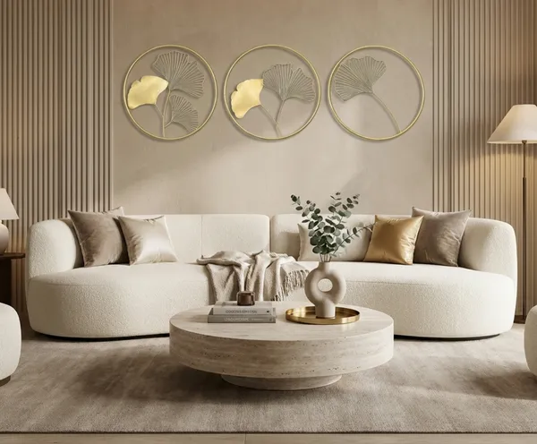 Gold_Ginkgo_Leaf_Metal_Wall_Art_Circles_Modern_Home_Decor