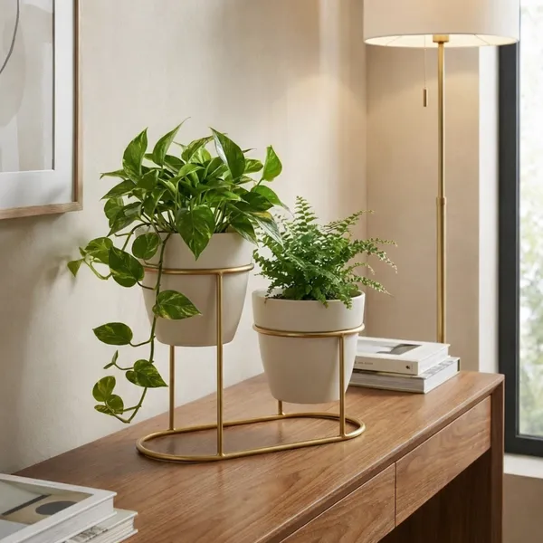 Gold_Tier_Oval_Metal_Plant_Stand_Withceramic_Potsfinish