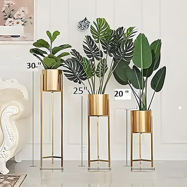 Gold_Modern_Metal_Plant_Stand_With_Cylindrical_Pot