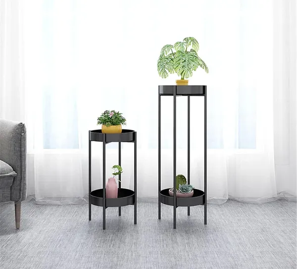 Gold_And_Black_Two_Tier_Metal_Plant_Stand_Set_Withandfinish