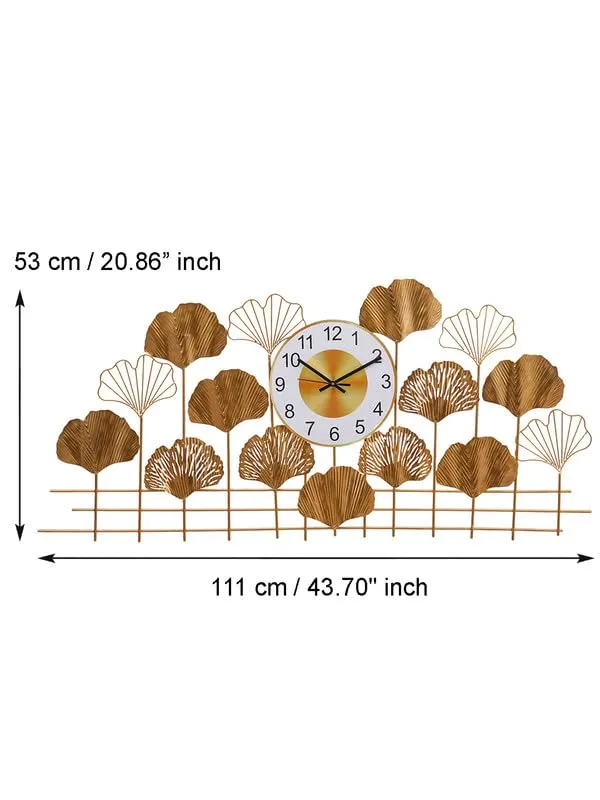 Gold_Ginkgo_Leaf_Wall_Clock_With_Decorative_Metal_Art