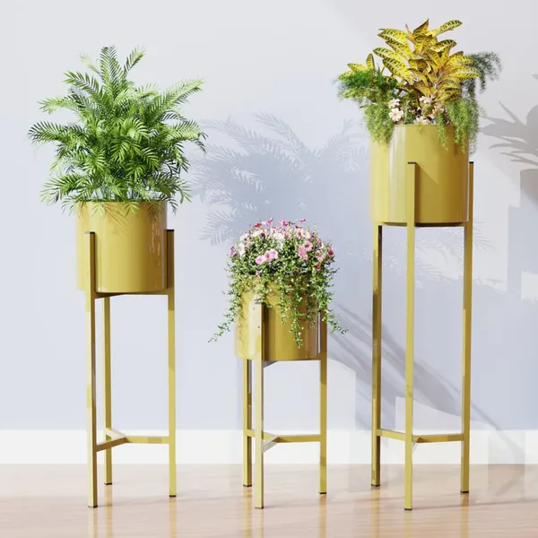 Gold_Metal_Plant_Stands_With_Cylindrical_Planters