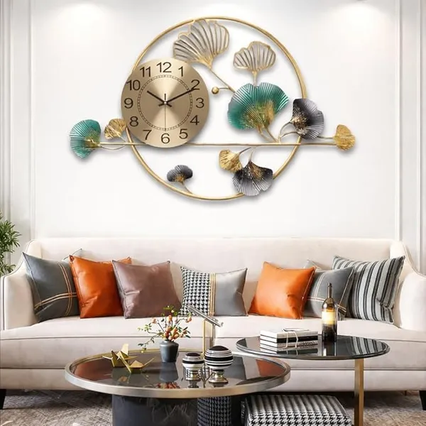 Gold_Decorative_Wall_Clock_With_Ginkgo_Leaf_Designframe
