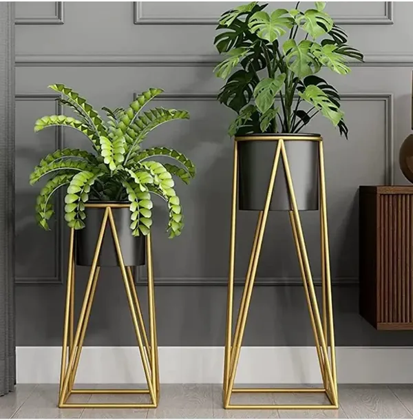 Gold_And_Teal_Modern_Metal_Plant_Stand_With_Ceramic_Pot