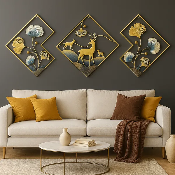 Gold_Piece_Metal_Wall_Art_Set_With_Ginkgo_Leaves_And_Deer_Diamond_Shapedframe_Decor