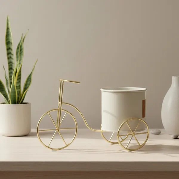 Beige_And_Green_Decorative_Metal_Tricycle_Planter_Stand_With_Potframe