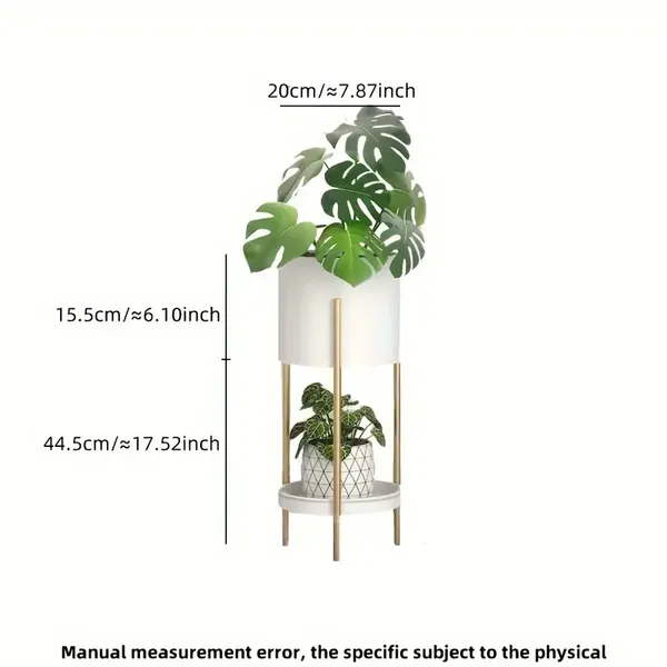 Gold_&_White_Two_Tier_Plant_Stand_Withpots_Andframe