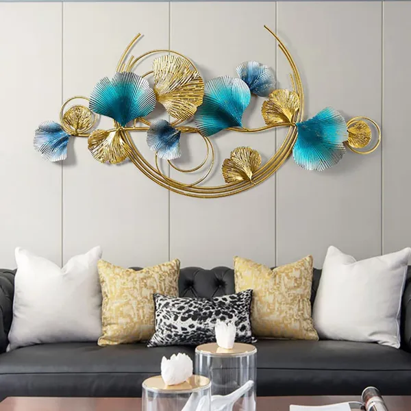 Blue_And_Gold_Hand_Painted_&_Ginkgo_Leaf_Metal_Wall_Art_Decor