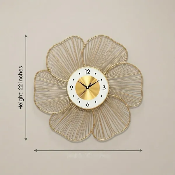Gold_Flower_Shaped_Decorative_Wall_Clock
