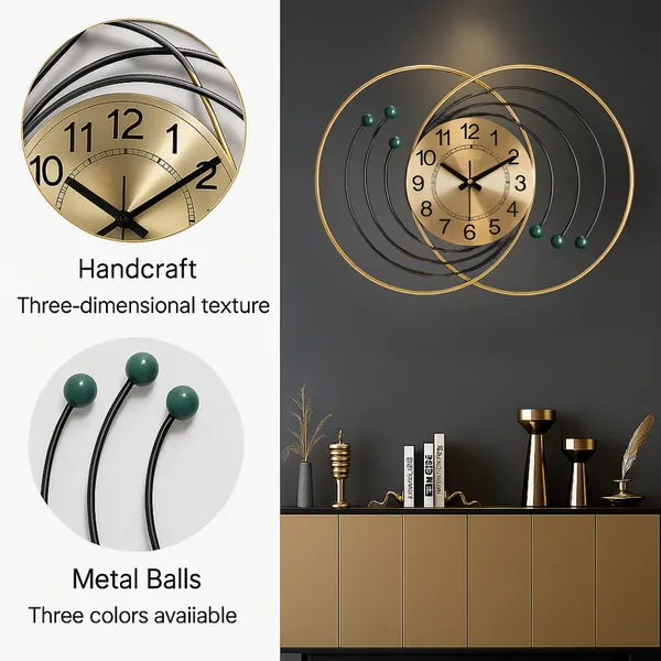 Gold_And_Brown_Metal_Wall_Clock_For_Home_Decor