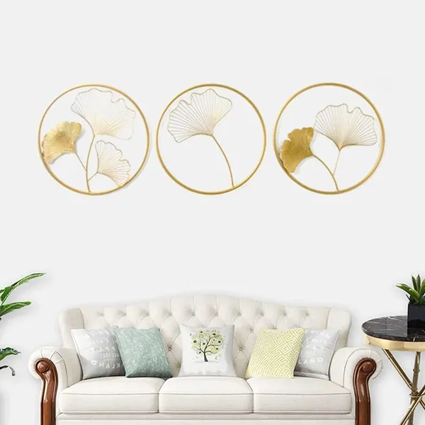 Gold_Ginkgo_Leaf_Metal_Wall_Art_Circles_Modern_Home_Decor