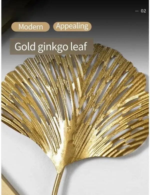 Gold_And_Grey_Metal_Wall_Art_&_Grey_Ginkgo_Leaf_Design