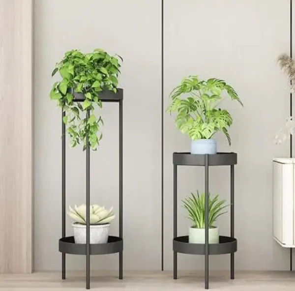 Gold_And_Black_Two_Tier_Metal_Plant_Stand_Set_Withandfinish