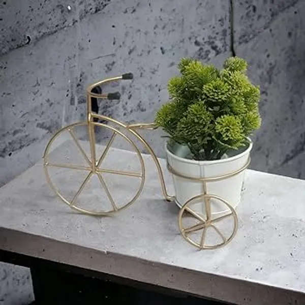 Beige_And_Green_Decorative_Metal_Tricycle_Planter_Stand_With_Potframe