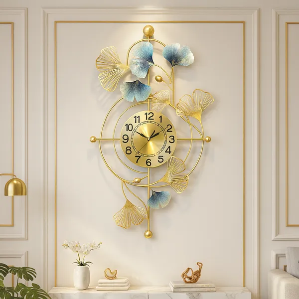Gold_Luxuryginkgo_Leaf_Wall_Clockdecorative_Metal_Art_Timepiece