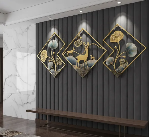 Gold_Piece_Metal_Wall_Art_Set_With_Ginkgo_Leaves_And_Deer_Diamond_Shapedframe_Decor