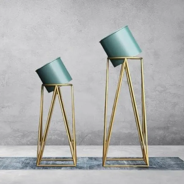 Gold_And_Green_Modern_Minimalist_Metal_Plant_Stand_With_Ceramic_Pot