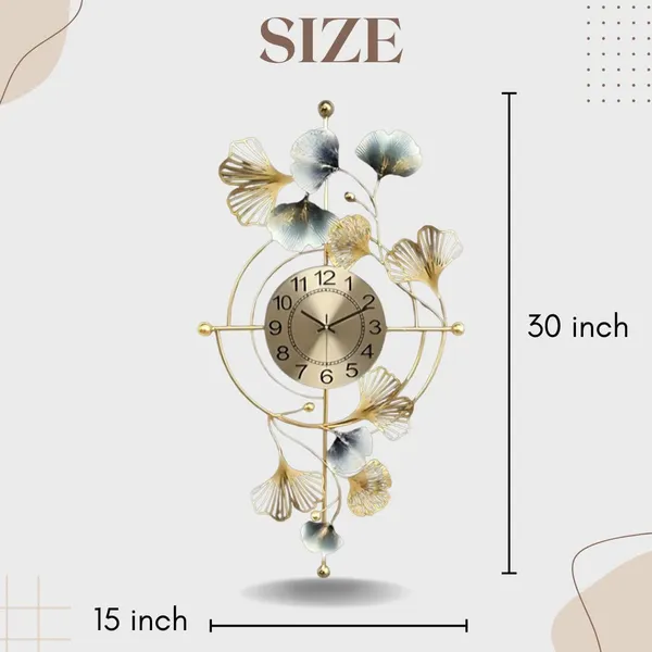 Gold_Luxuryginkgo_Leaf_Wall_Clockdecorative_Metal_Art_Timepiece