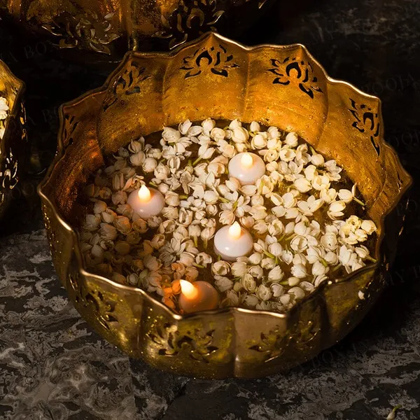 Gold_Handcraftedmetal_Lotus_Bowl_Decorative_Pooja_Thali_With_Cutwork_Design