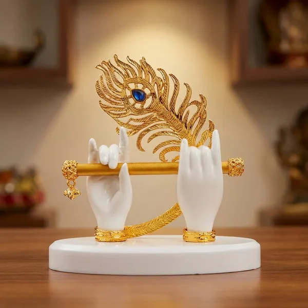 White_Krishna_Hand_Bansuri_Ideal_For_Gifting_And_Home_Decor_12_X_15.5_X_11_Cm