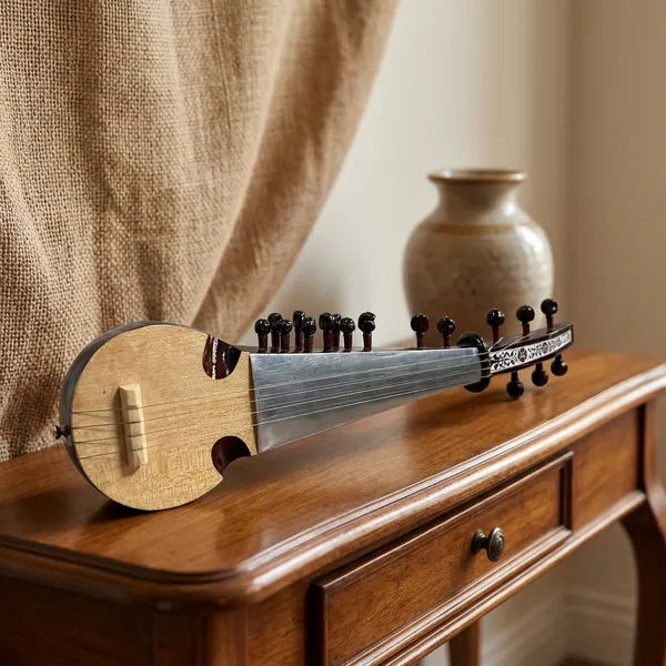 Black_Wooden_Sarod_Miniature_Wooden_Miniatures_For_Home_Decor_And_Gifting._5.5_X_8_X_24_Cm