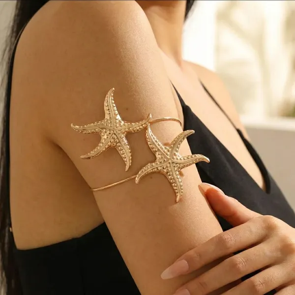 Golden_Starfish_Arm_Cuff_Bracelet_For_Women