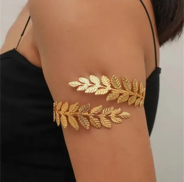 Gold_Toned_Leaf_Design_Upper_Arm_Bracelet_Armband_Jewelry_For_Women