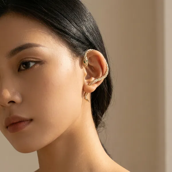 Gold_Toned_Snake_Ear_Cuff_And_Earring_Set_For_Women
