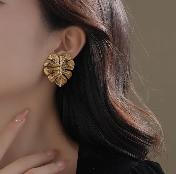 Golden_Monstera_Leaf_Statement_Earrings_For_Women
