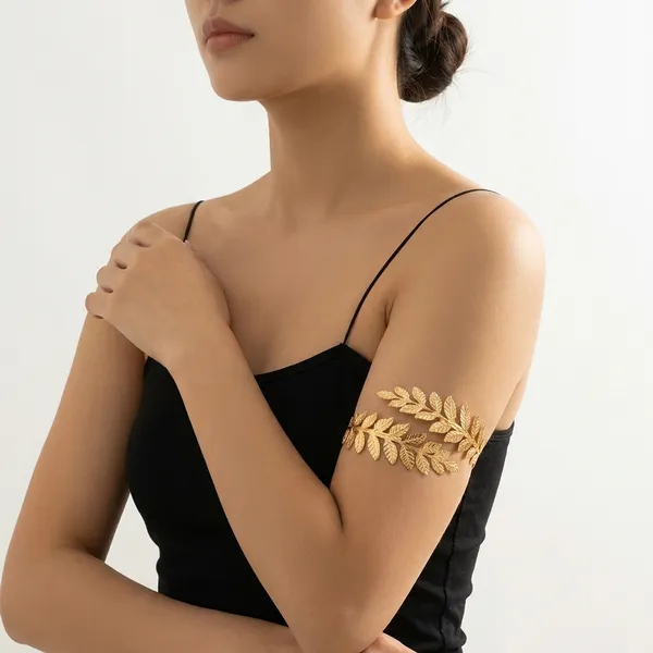 Gold_Toned_Leaf_Design_Upper_Arm_Bracelet_Armband_Jewelry_For_Women