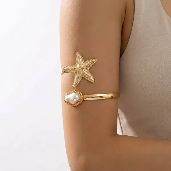 Gold_Starfish_Pearl_Armband_Bracelet_For_Women