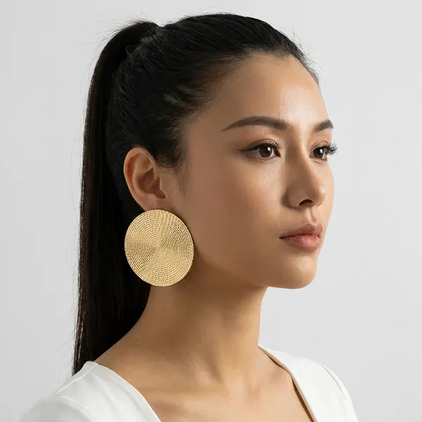 Statement_Gold_Toned_Textured_Disc_Earrings_For_Women