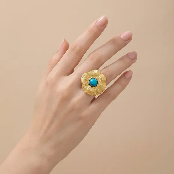 Gold_Toned_Floral_Ring_With_Blue_Stone_Center_For_Women